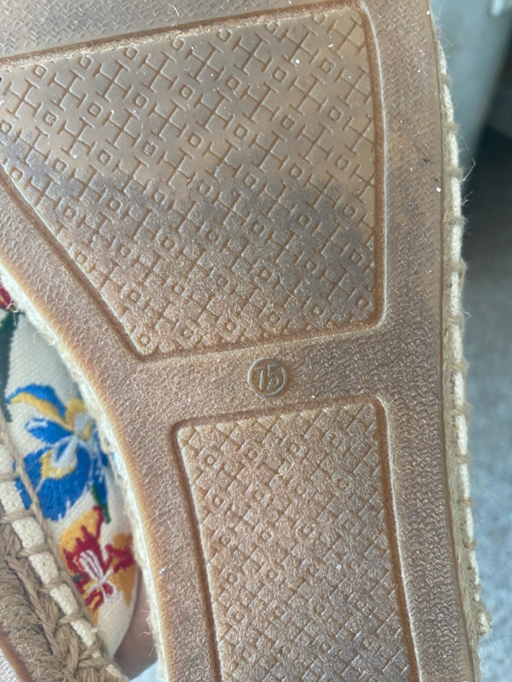 Tory Burch Max Ivory Painted Iris Embroidered Espadrille Slide - Picture 7 of 8